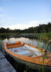 Eines der Boote das Sie mit unserem Ferienhaus in Schweden am See mieten können.